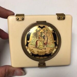 Rex Catalin or Plaskon Vintage Vanity Case with Inset Powder Compact Rare USA